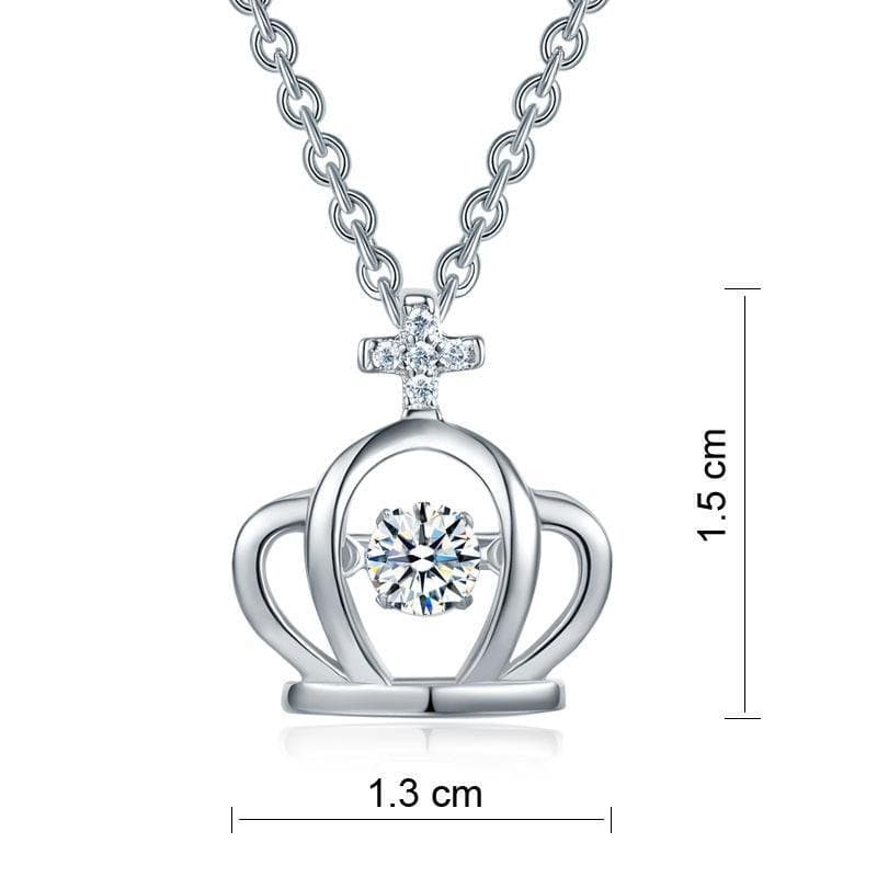 Kids Crown Dancing Stone Pendant Necklace