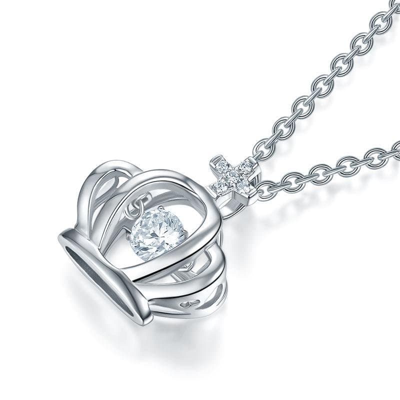 Kids Crown Dancing Stone Pendant Necklace