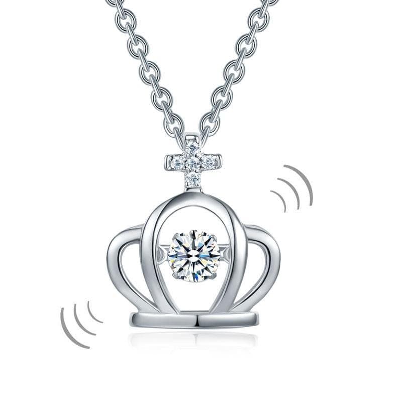 Kids Crown Dancing Stone Pendant Necklace