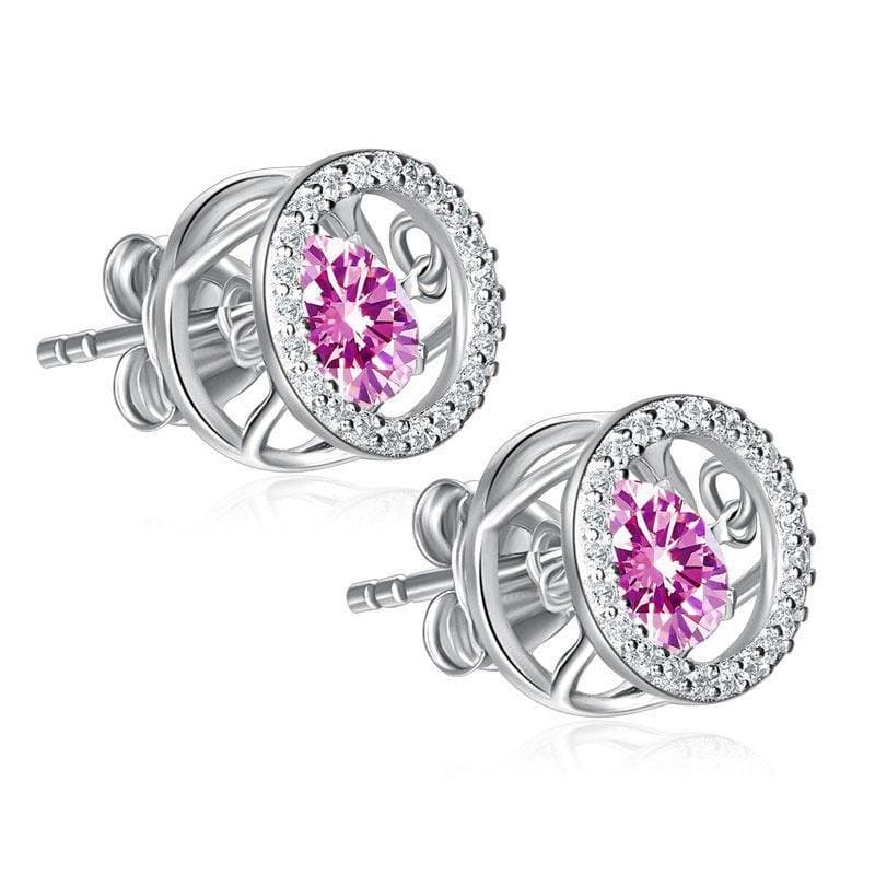 Dancing Pink Stone Stud Earrings