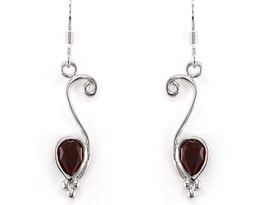 1.5 Carat Genuine Dark Red Garnet Dangle Earrings