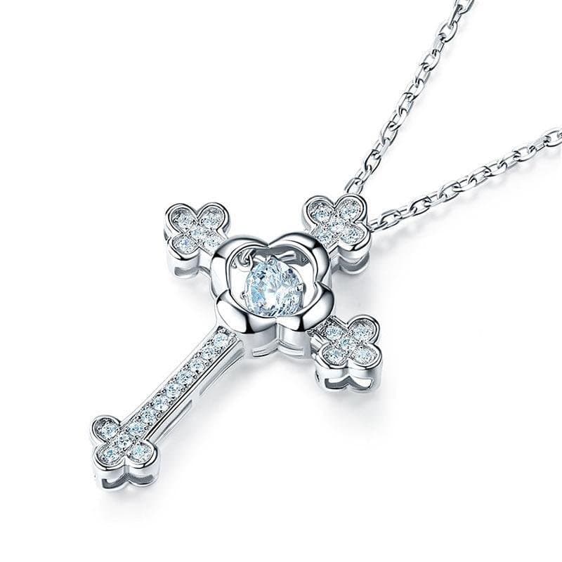 Dancing Stone Cross Pendant Necklace Vintage Style Gothic
