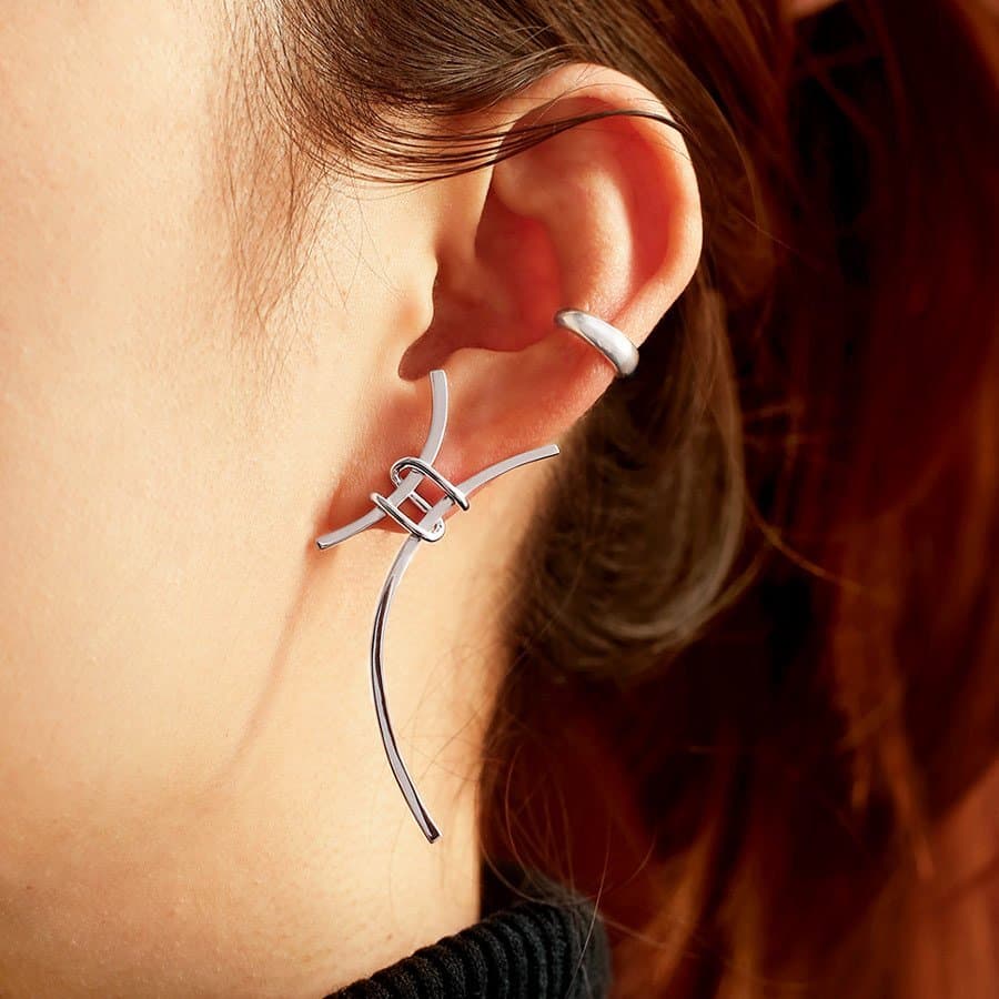 Exaggerated H Letter 925 Sterling Silver Stud Earrings