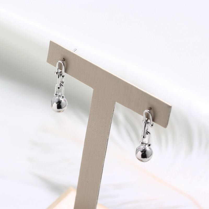 Hollow Chain Tassels Ball 925 Sterling Silver Dangling Earrings