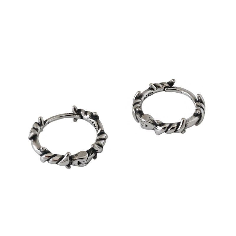 Vintage Twisted 925 Sterling Silver Hoop Earrings