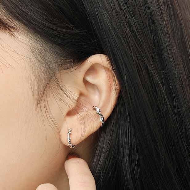 Vintage Twisted 925 Sterling Silver Hoop Earrings