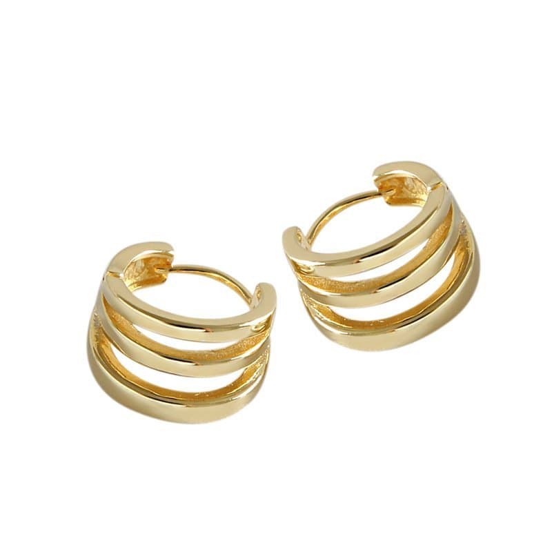 Three Circle Ring 925 Sterling Silver Hoop Earrings