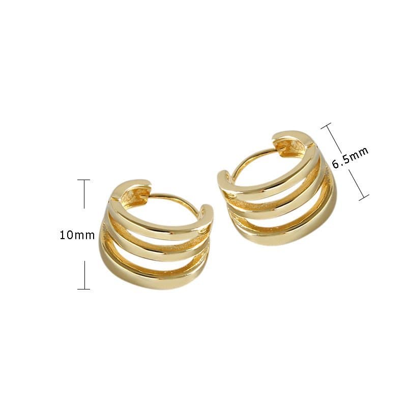 Three Circle Ring 925 Sterling Silver Hoop Earrings
