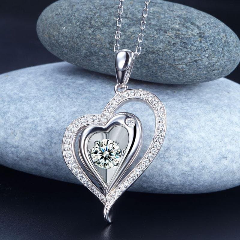Dancing Stone Heart Pendant Necklace
