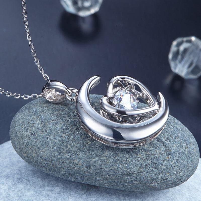 Dancing Stone Moon Heart Pendant Necklace
