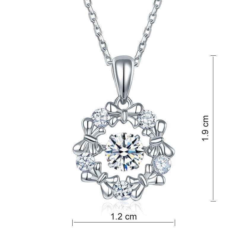 Dancing Stone Pendant Necklace Ribbon Flower