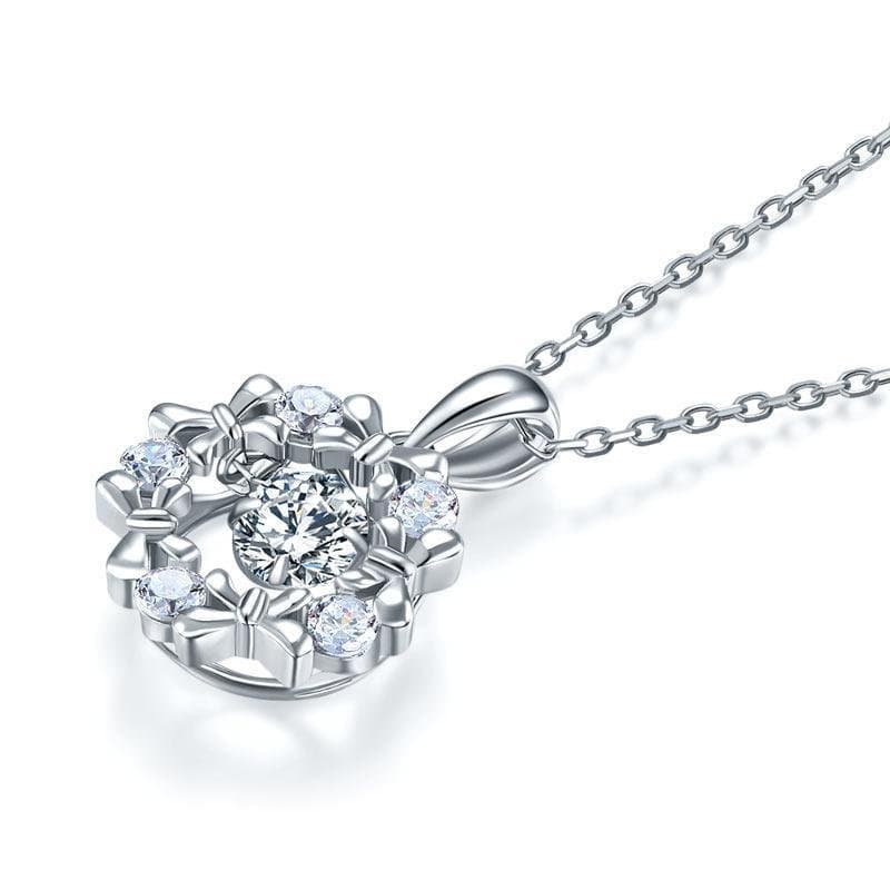 Dancing Stone Pendant Necklace Ribbon Flower