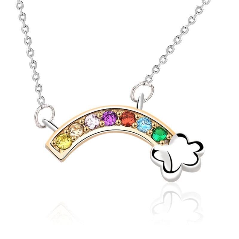 Colourful CZ Rainbow Cloud 925 Sterling Silver Necklace