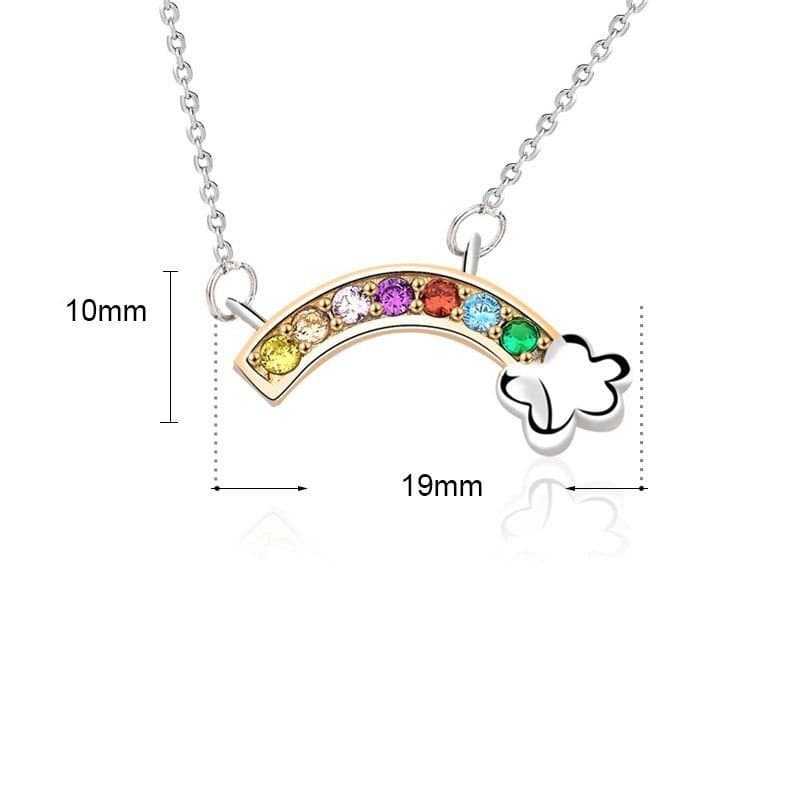 Colourful CZ Rainbow Cloud 925 Sterling Silver Necklace