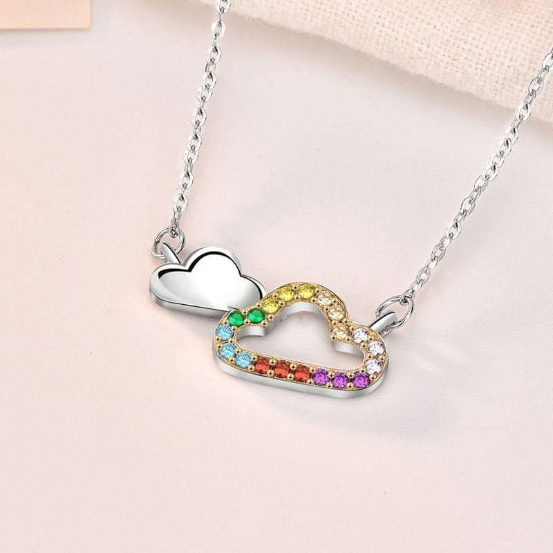 Colourful CZ Hollow Cloud 925 Sterling Silver Necklace