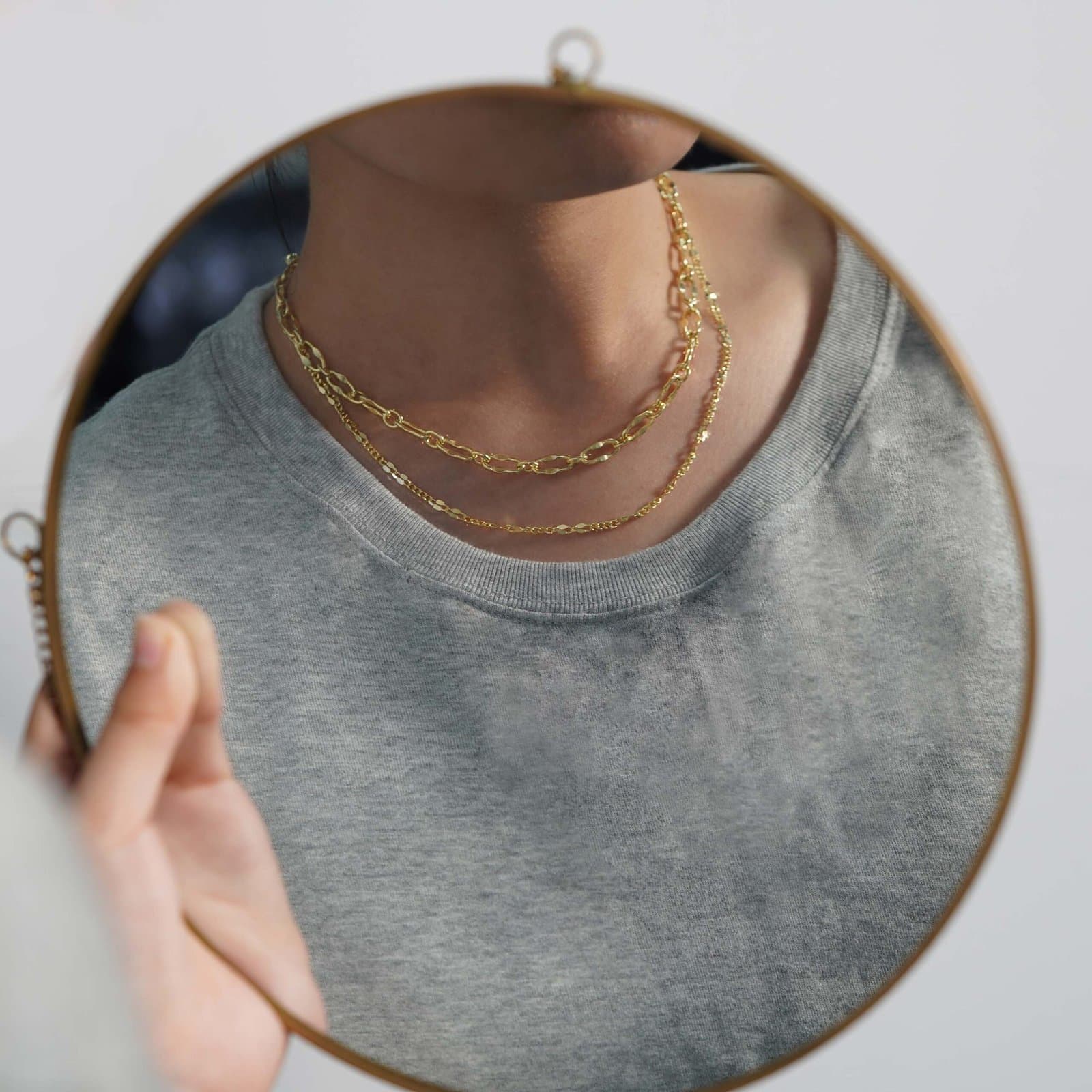 Geometric Rectangle Hollow Chain 925 Sterling Silver Necklace