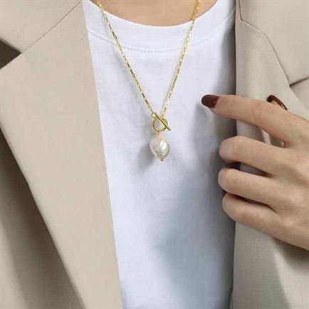 Irregular Natural Pearl 925 Sterling Silver Necklace