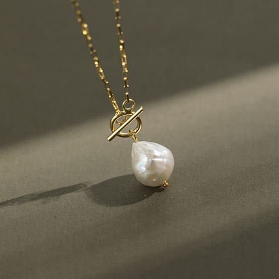 Irregular Natural Pearl 925 Sterling Silver Necklace