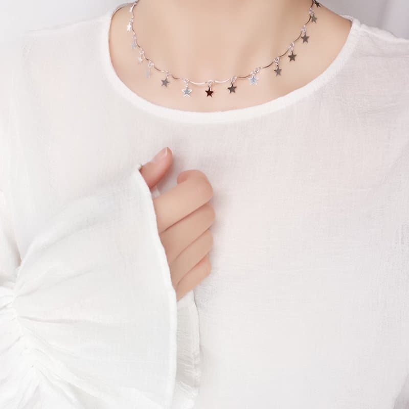Mini Star Solid 925 Sterling Silver Clavicle Necklace