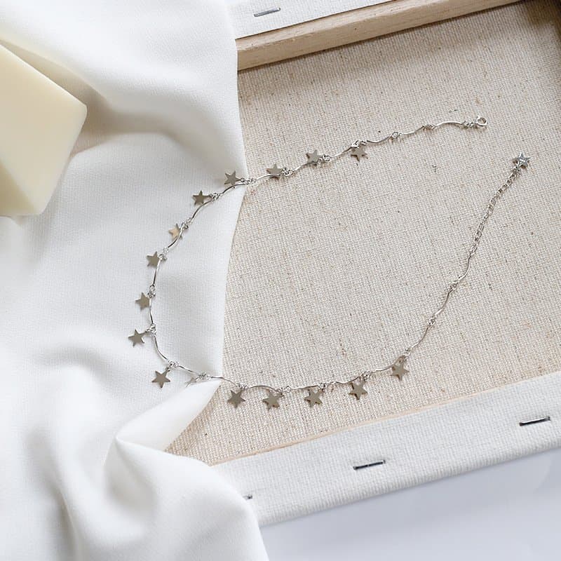Mini Star Solid 925 Sterling Silver Clavicle Necklace