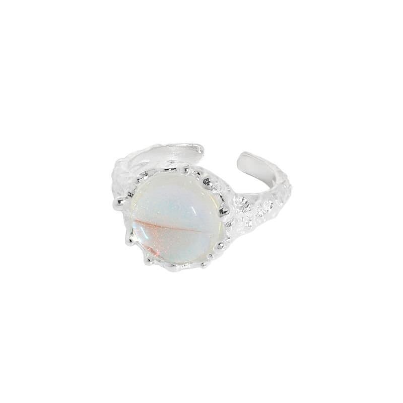 Round Moonstone 925 Sterling Silver Adjustable Ring