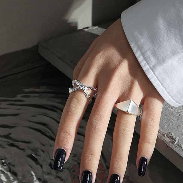 Geometric Irregular Triangle 925 Sterling Silver Adjustable Ring
