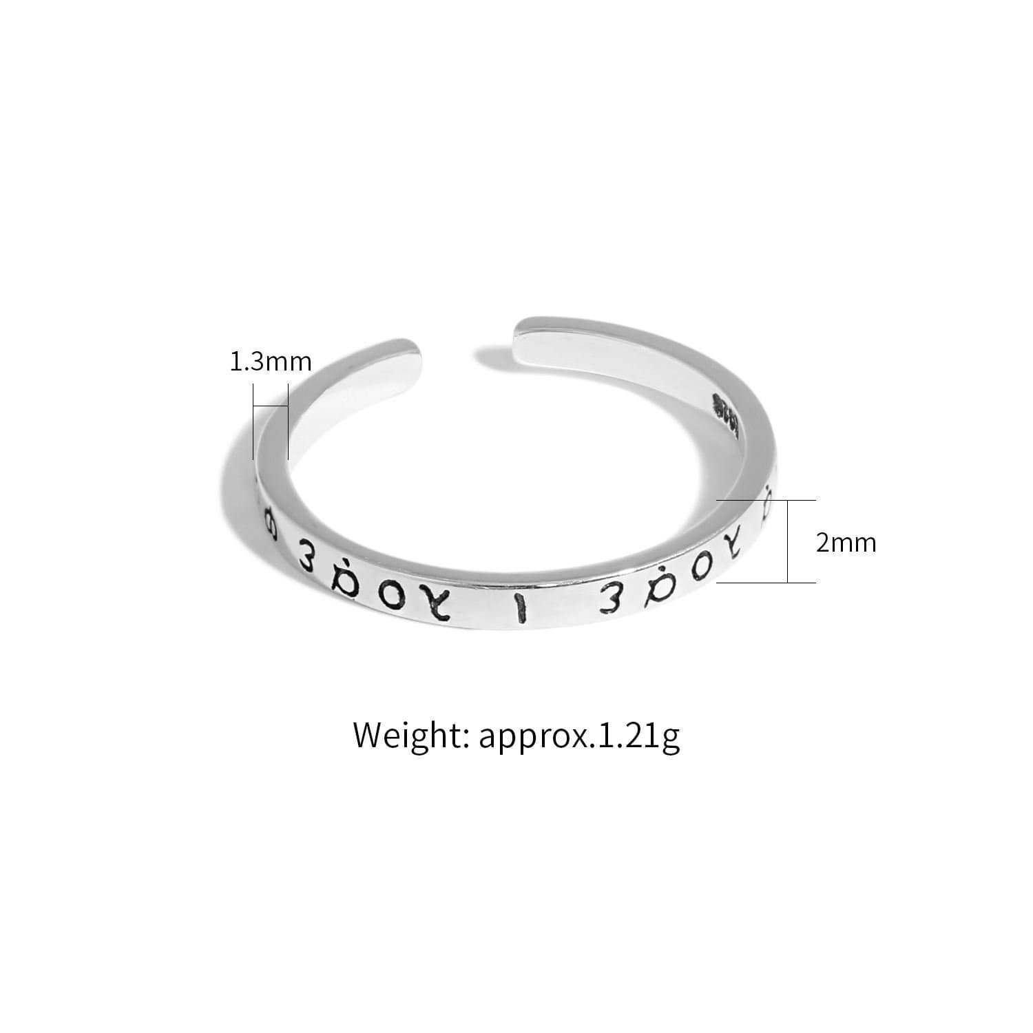 Vintage Greek Alphabet 925 Sterling Silver Adjustable Ring
