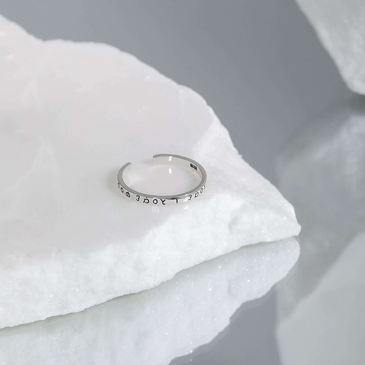 Vintage Greek Alphabet 925 Sterling Silver Adjustable Ring