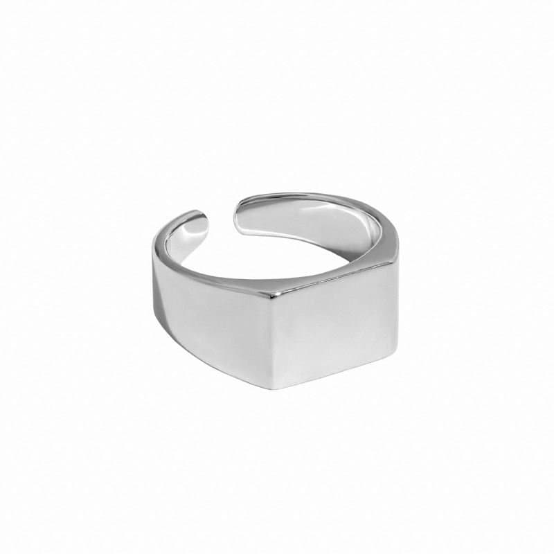 Geometric Rectangle 925 Sterling Silver Adjustable Ring
