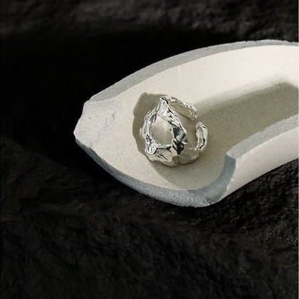 Irregular Lava 925 Sterling Silver Adjustable Ring