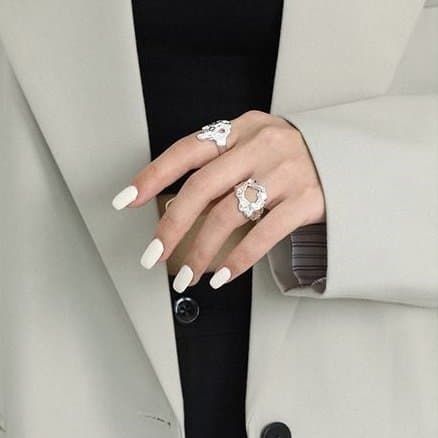 Irregular Lava 925 Sterling Silver Adjustable Ring