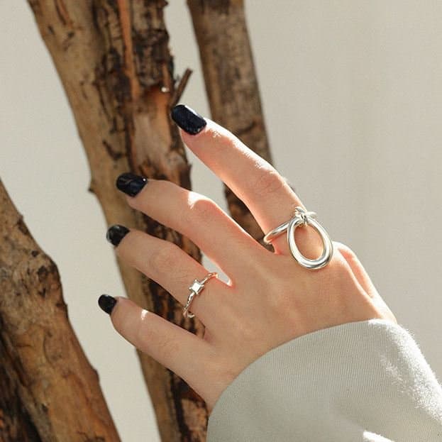Geometric Cube 925 Sterling Silver Adjustable Ring