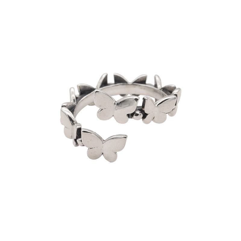 Vintage Mini Flying Butterflies 925 Sterling Silver Adjustable Ring