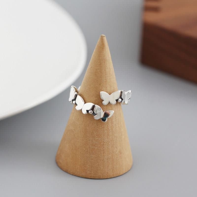 Vintage Mini Flying Butterflies 925 Sterling Silver Adjustable Ring
