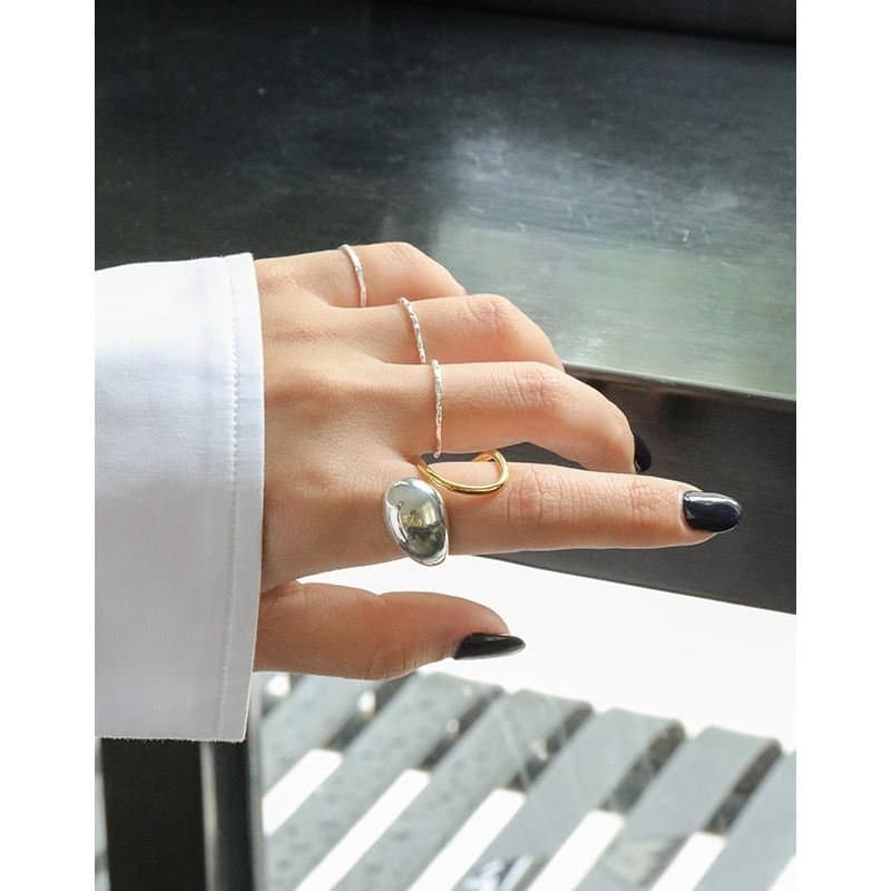 Waterdrop 925 Sterling Silver Wide Adjustable Ring