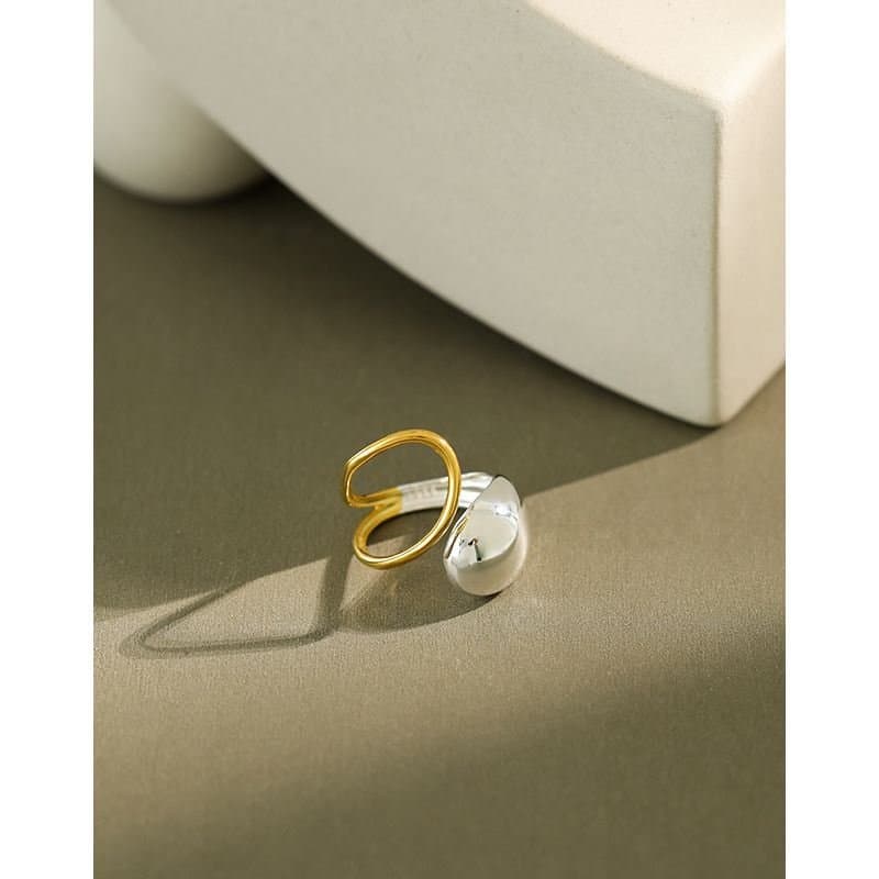 Waterdrop 925 Sterling Silver Wide Adjustable Ring