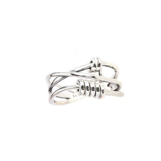 Retro Mini Circles Three Layers Cross 925 Sterling Silver Adjustable Ring