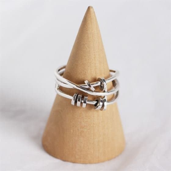 Retro Mini Circles Three Layers Cross 925 Sterling Silver Adjustable Ring