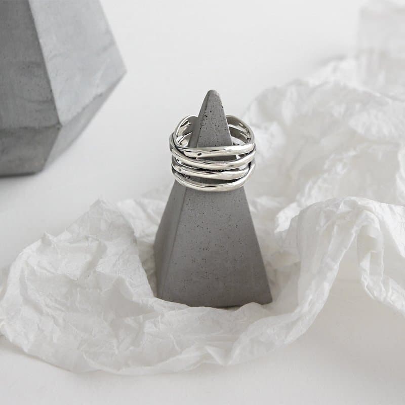 Retro Multi Lines Twining 925 Sterling Silver Adjustable Ring