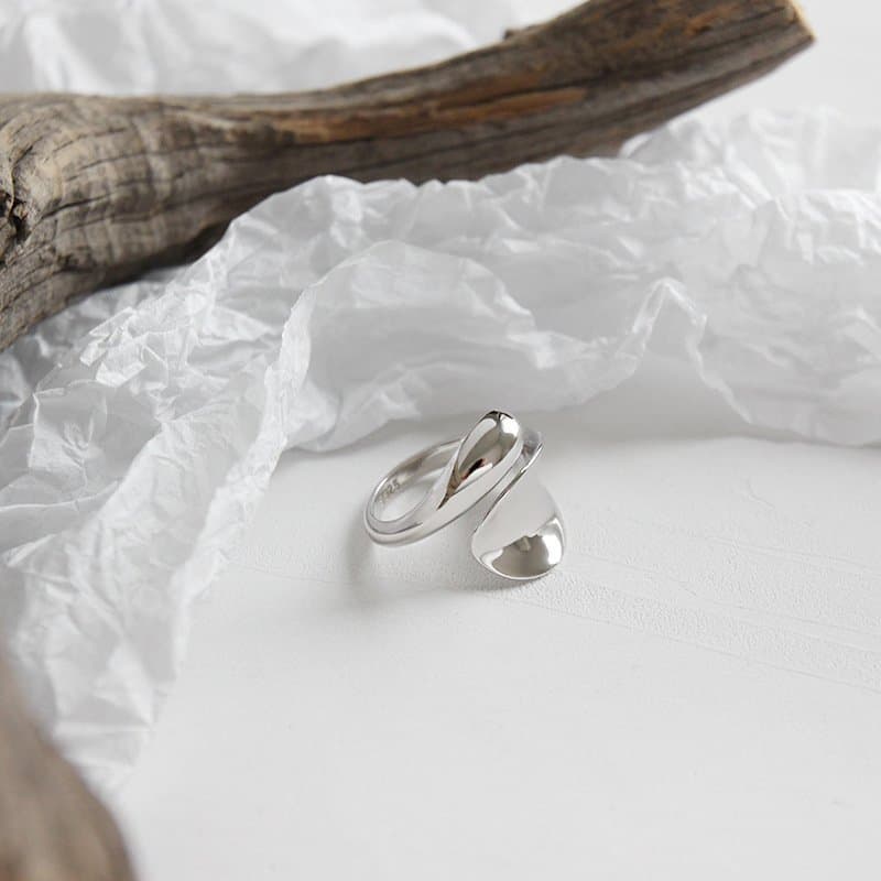 Geometric Waterdrop 925 Sterling Silver Adjustable Ring