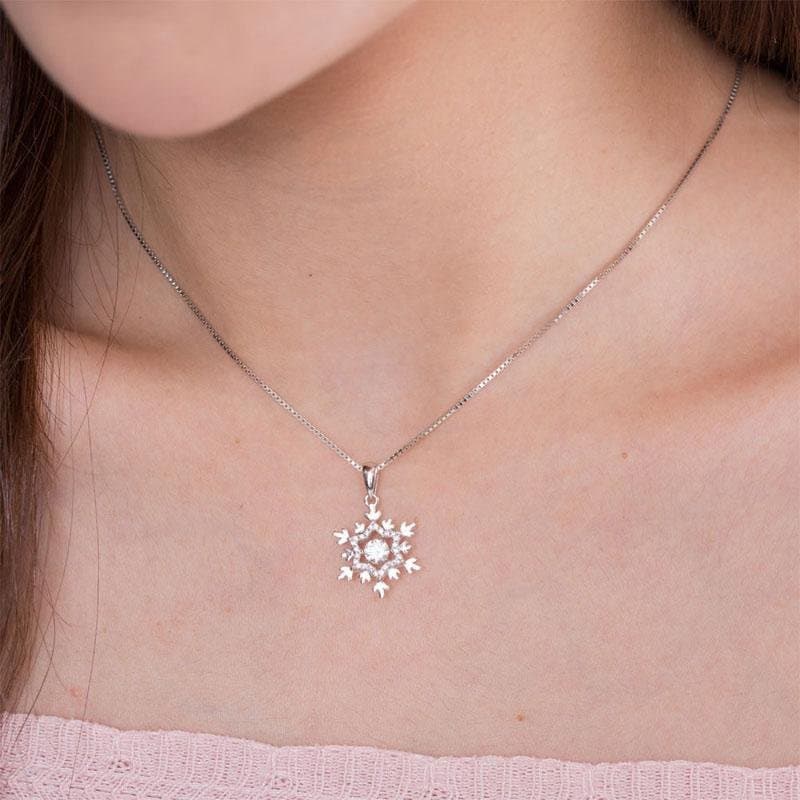 Dancing Stone Snowflake Pendant Necklace