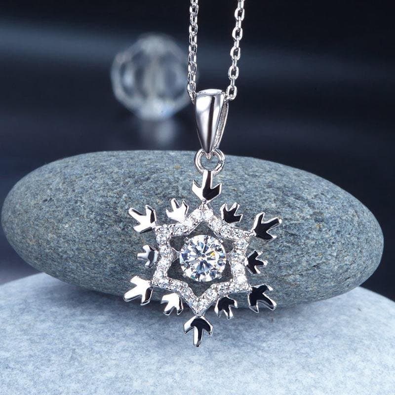 Dancing Stone Snowflake Pendant Necklace