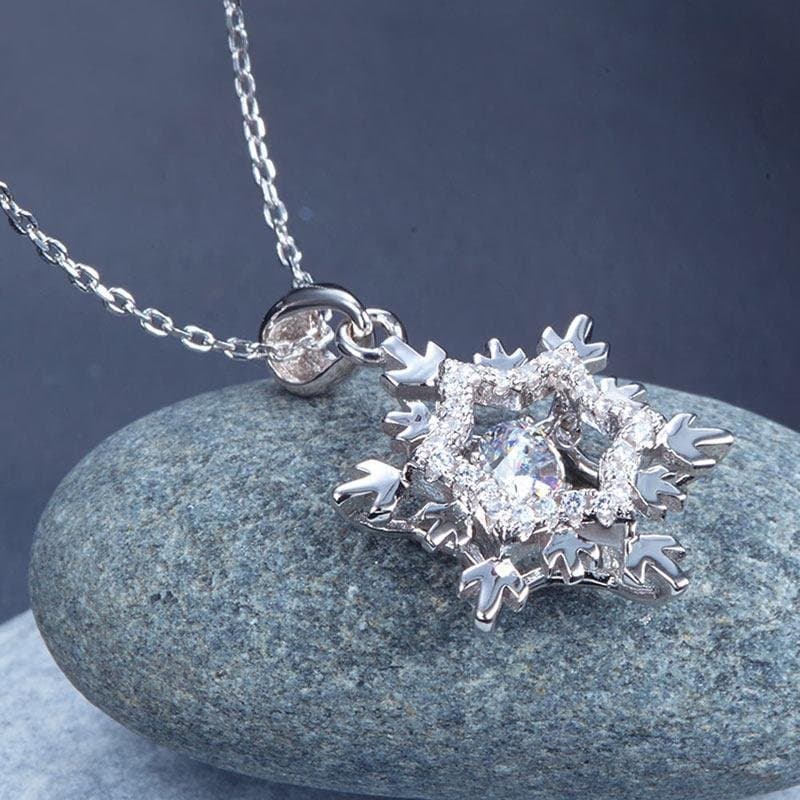 Dancing Stone Snowflake Pendant Necklace