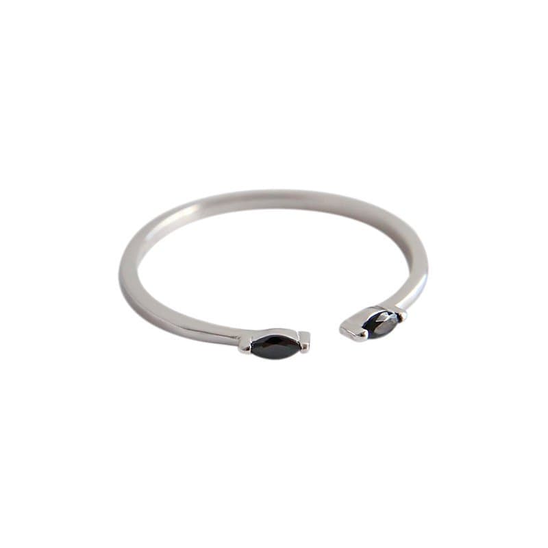 Black CZ 925 Sterling Silver Adjustable Ring