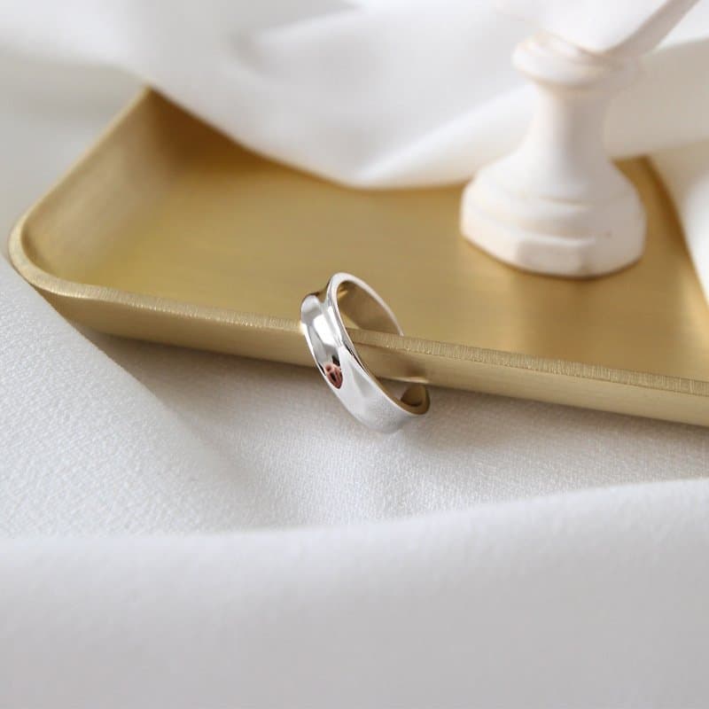 Concave 925 Sterling Silver Adjustable Ring