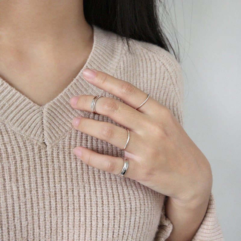 Concave 925 Sterling Silver Adjustable Ring