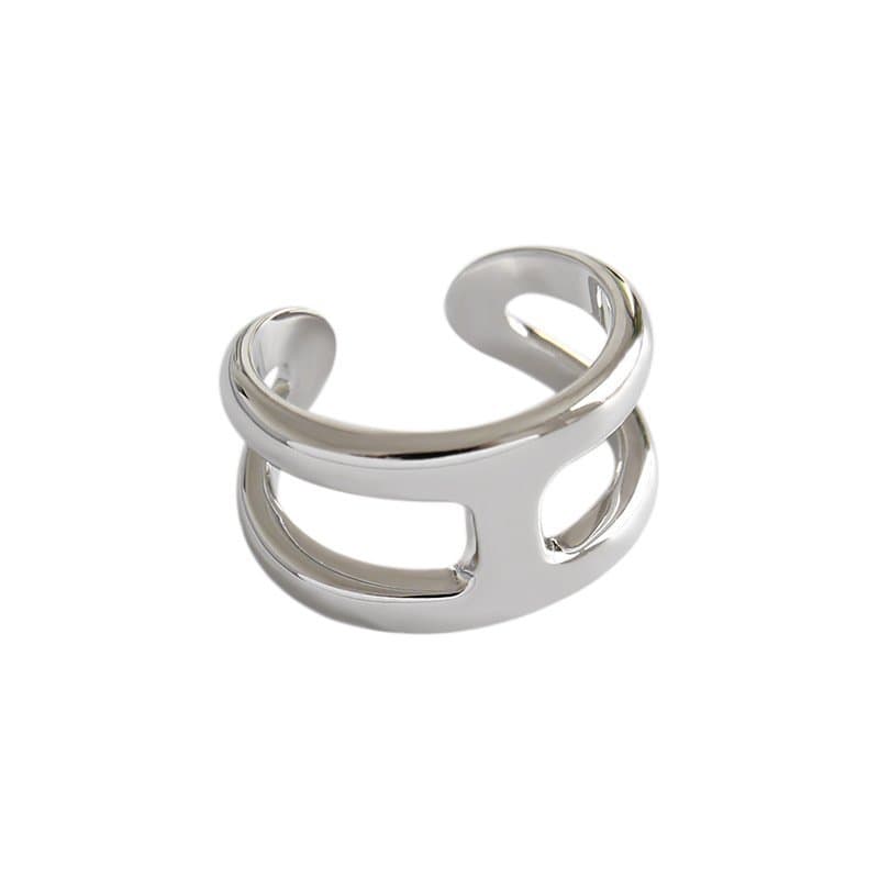 H Double 925 Sterling Silver Adjustable Ring