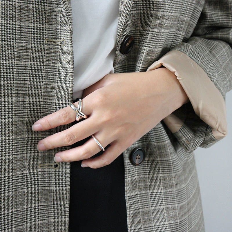 X Cross 925 Sterling Silver Adjustable Ring