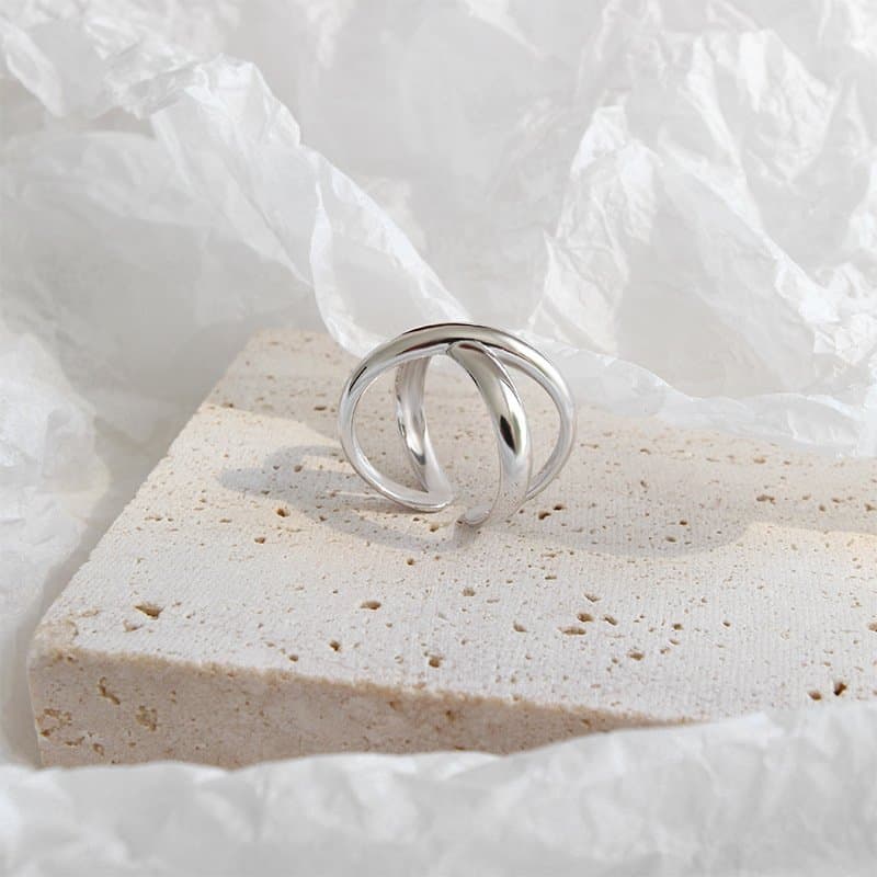 X Cross 925 Sterling Silver Adjustable Ring