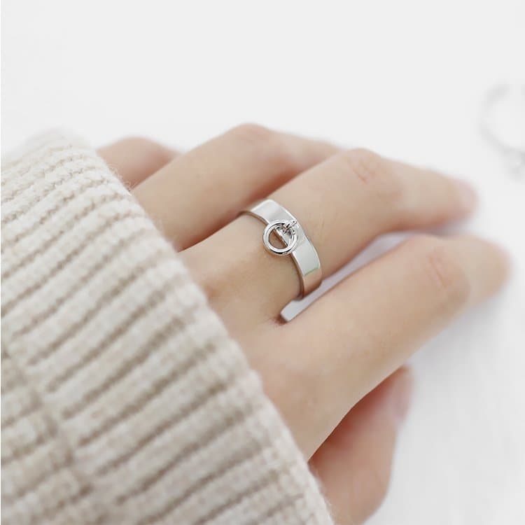 Geometric Chic Circle 925 Sterling Silver Adjustable Ring